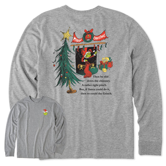 Men's Grinch Fireplace Long Sleeve Crusher Tee