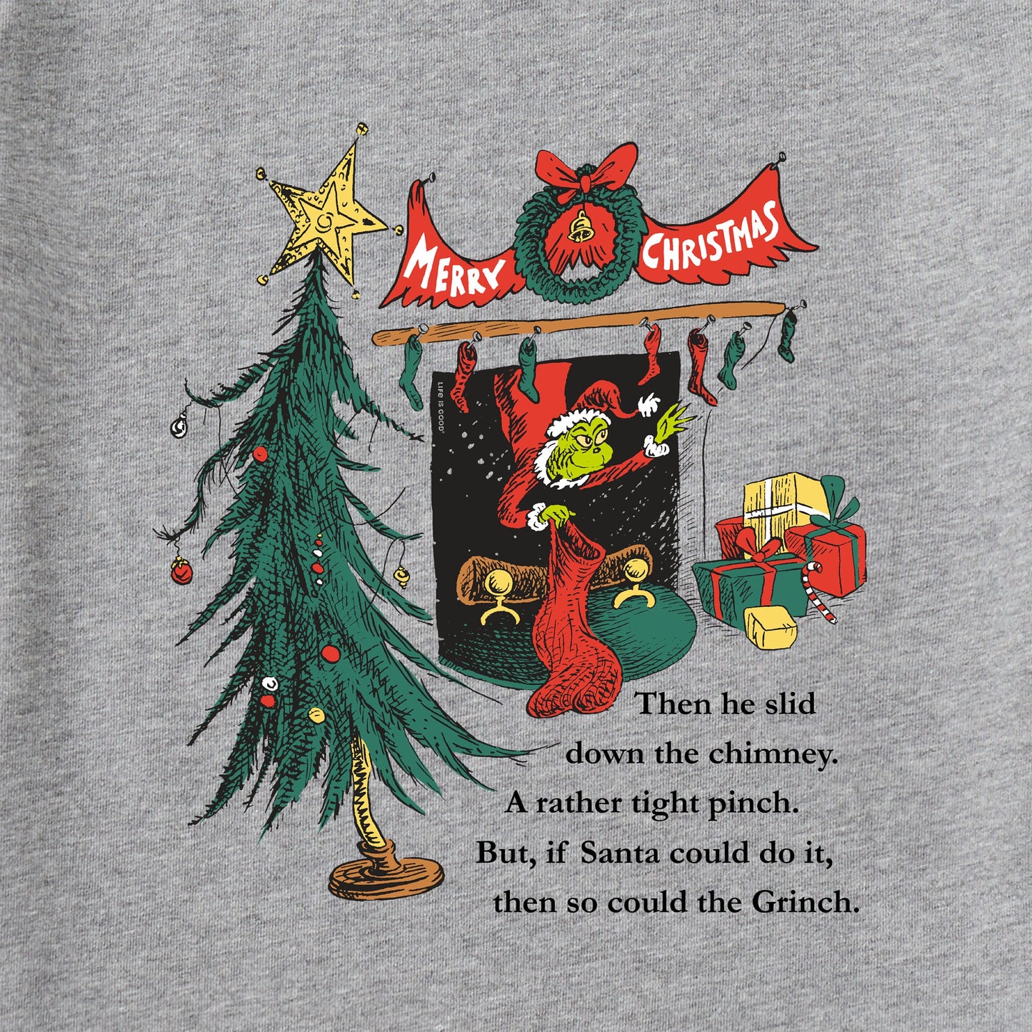 Women's Grinch Fireplace Long Sleeve Crusher Tee