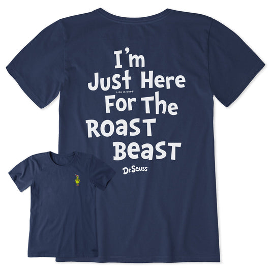 Women's Grinch Here for the Roast Beast Short Sleeve Crusher Tee