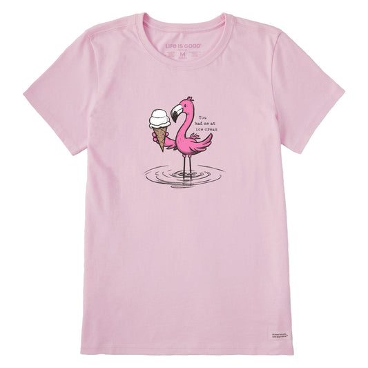 Women's You Had Me at Ice Cream Flamingo Short Sleeve Tee