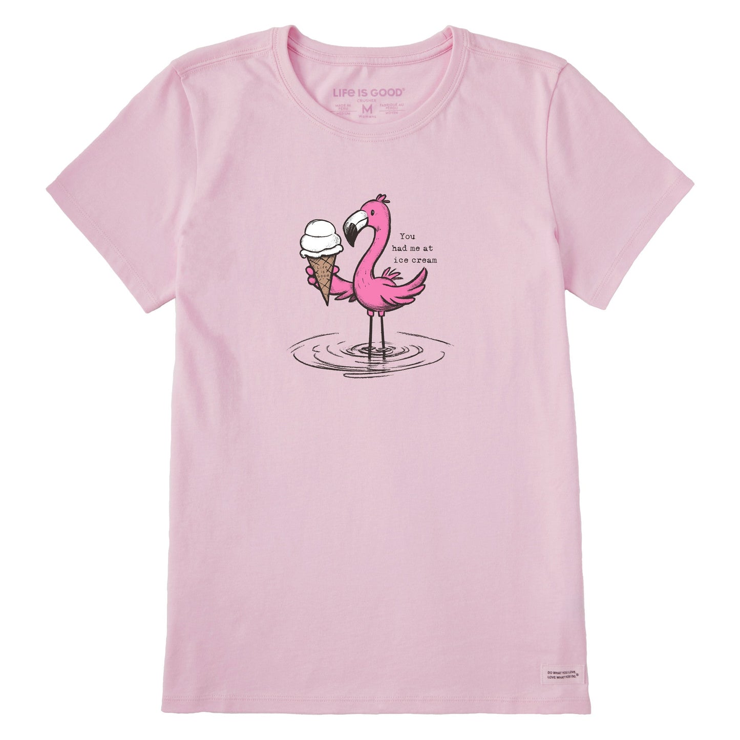 Women's You Had Me at Ice Cream Flamingo Short Sleeve Tee