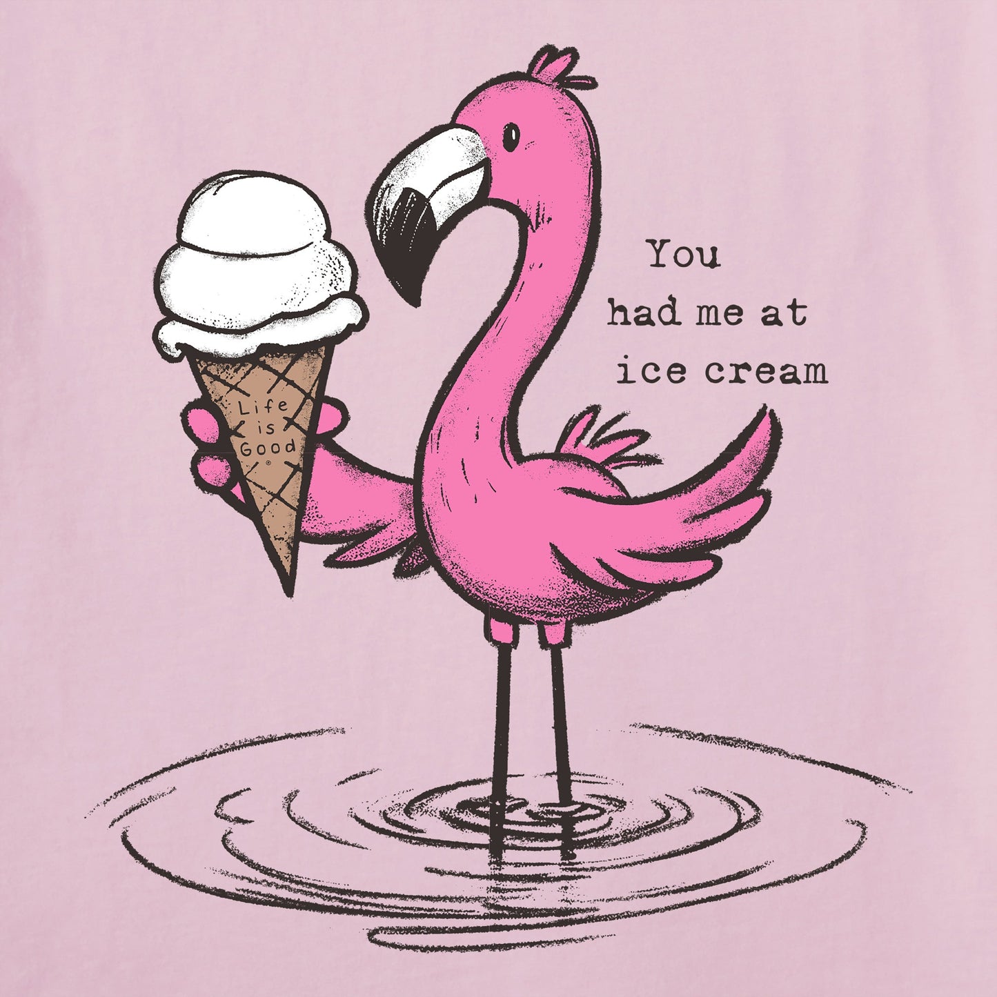 Women's You Had Me at Ice Cream Flamingo Short Sleeve Tee