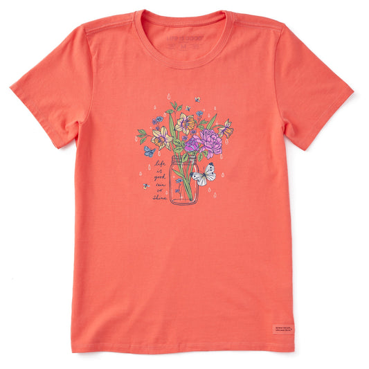 Women's Rain or Shine Jar Flowers Short Sleeve Tee
