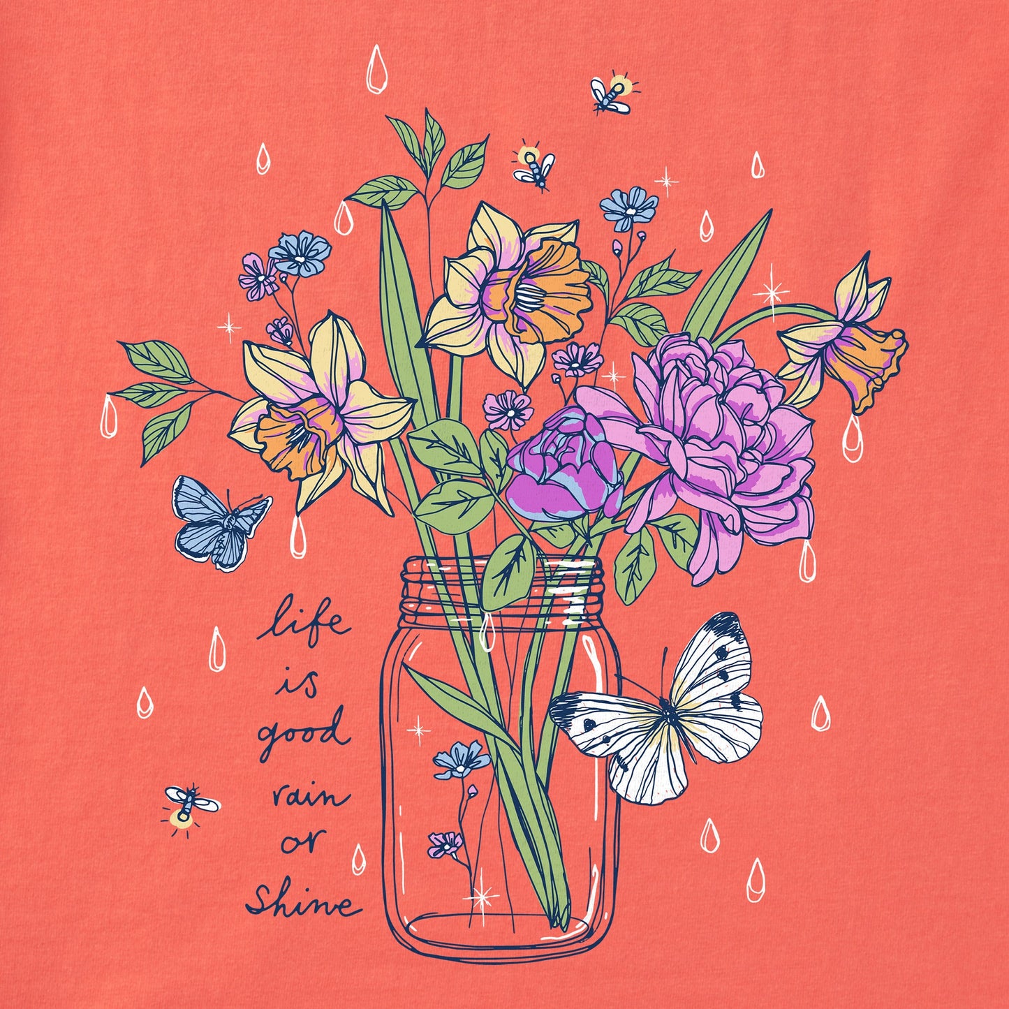Women's Rain or Shine Jar Flowers Short Sleeve Tee