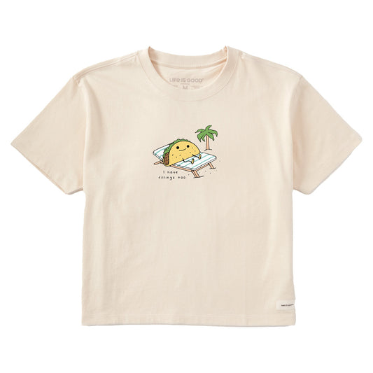 Women's Tacos have Fillings at the Beach Short Sleeve Crusher Boxy Tee