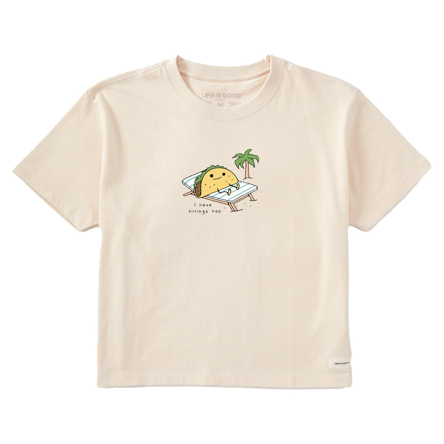 Women's Tacos have Fillings at the Beach Short Sleeve Crusher Boxy Tee