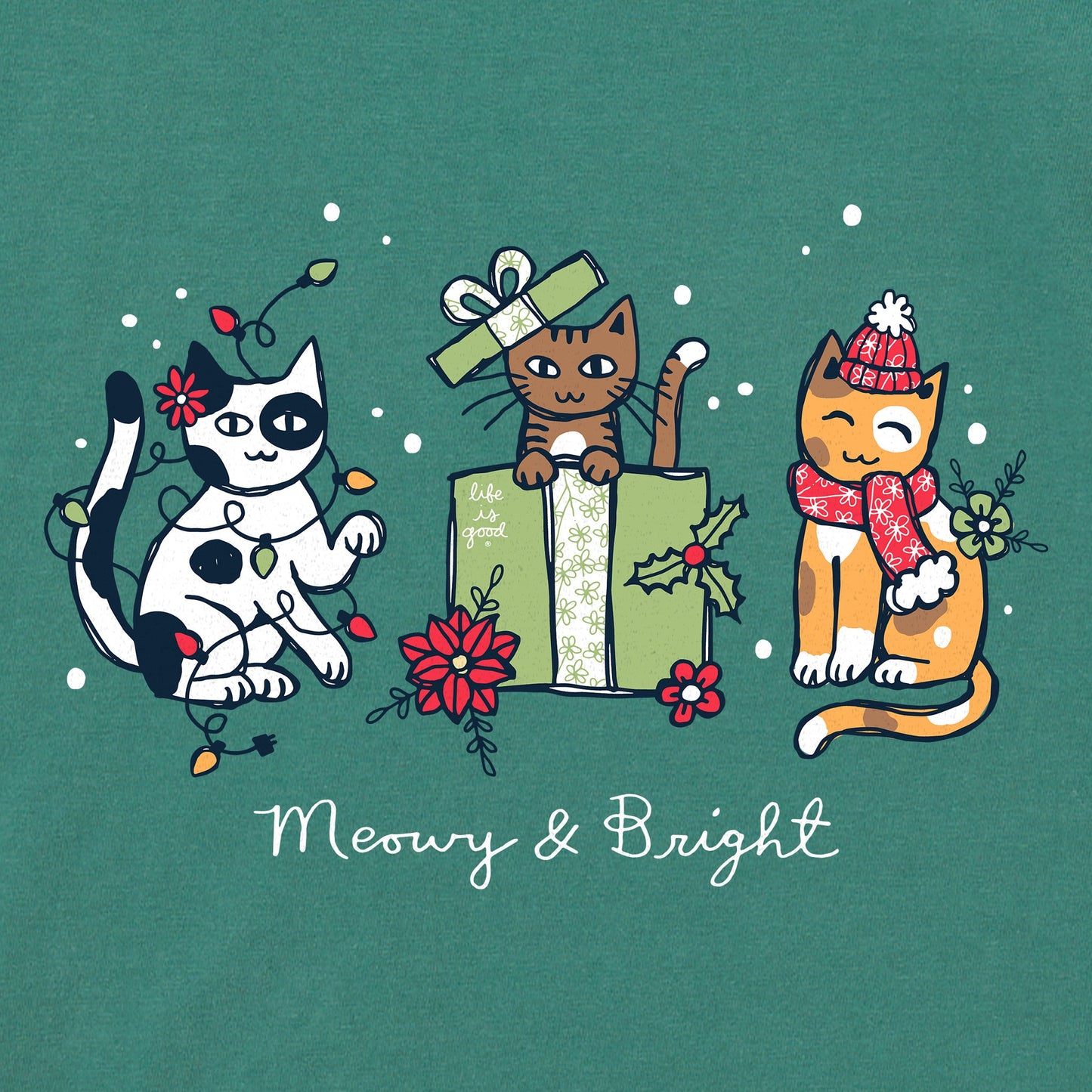 Kids Meowy & Bright Winter Kitties Long Sleeve Crusher Tee