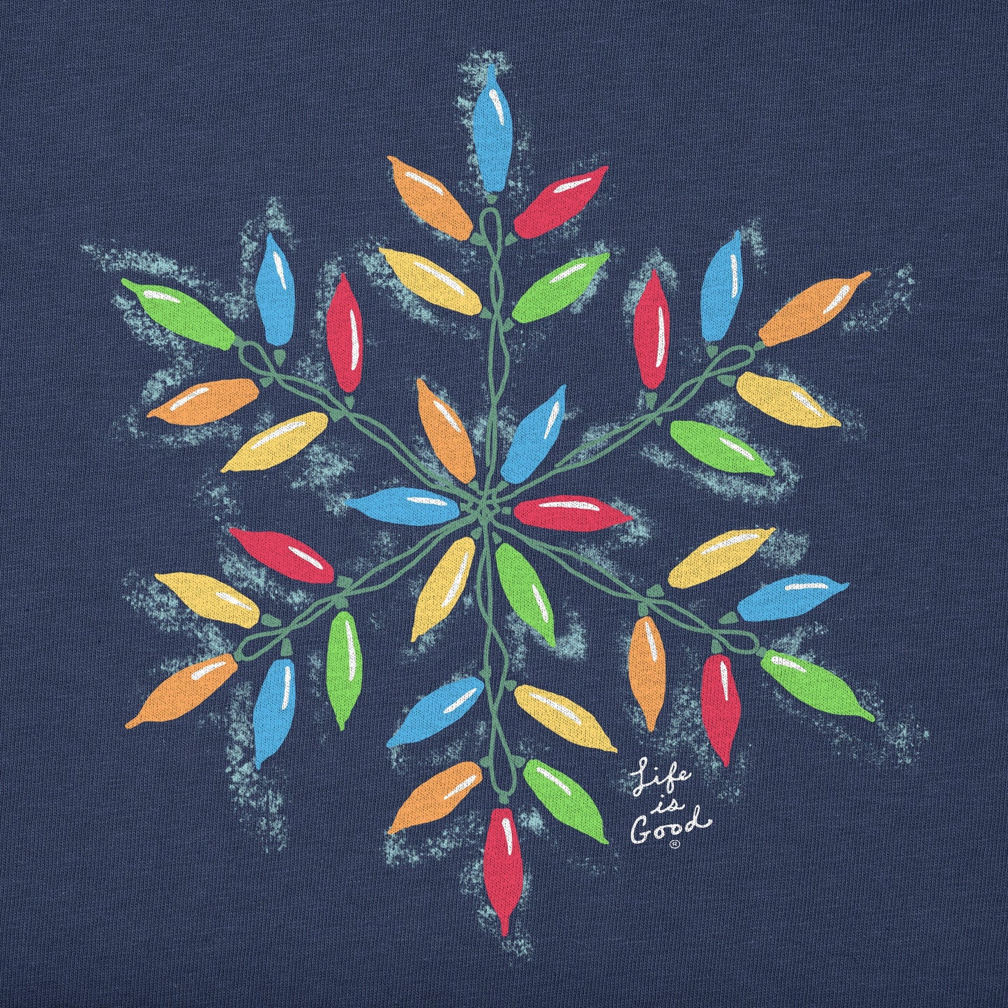 Women's Snowflake Holiday Lights Long Sleeve Crusher Tee