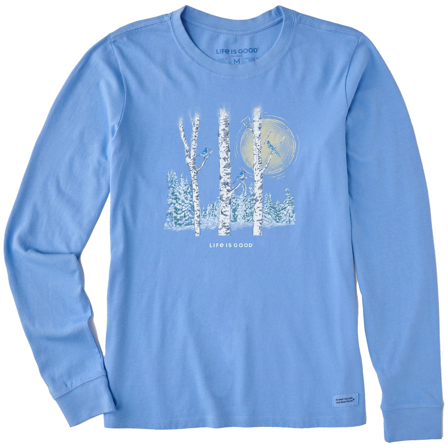 Women's Bluejays on Birch Trees Long Sleeve Crusher Tee