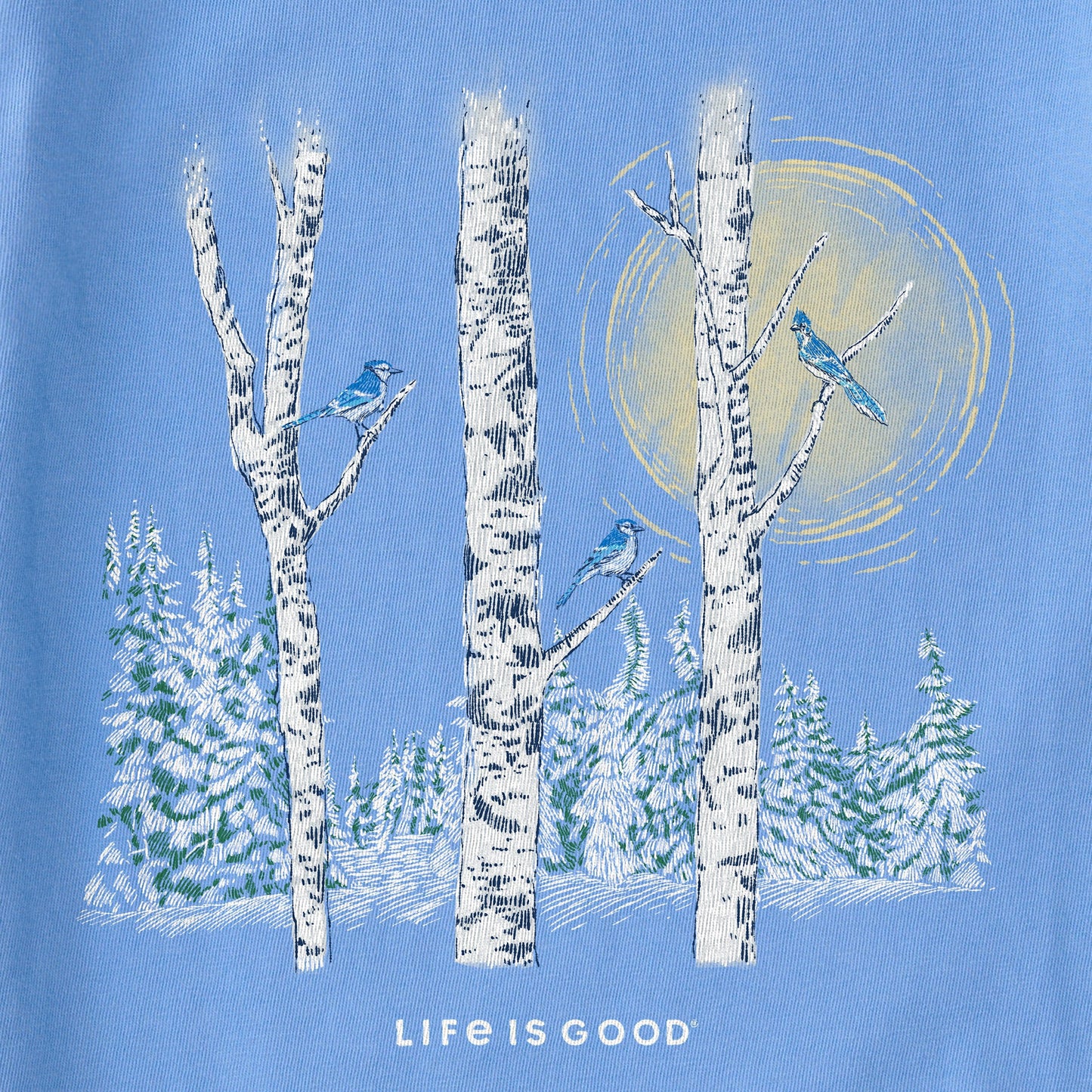 Women's Bluejays on Birch Trees Long Sleeve Crusher Tee