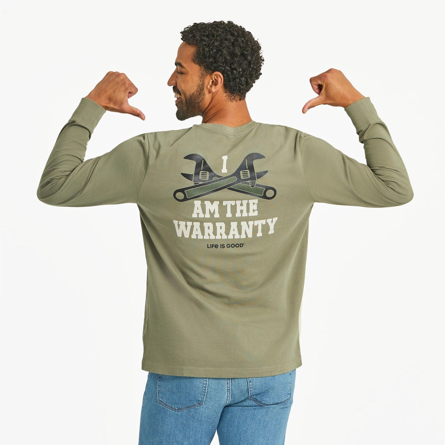 Men's I am the Warranty Long Sleeve Crusher Tee