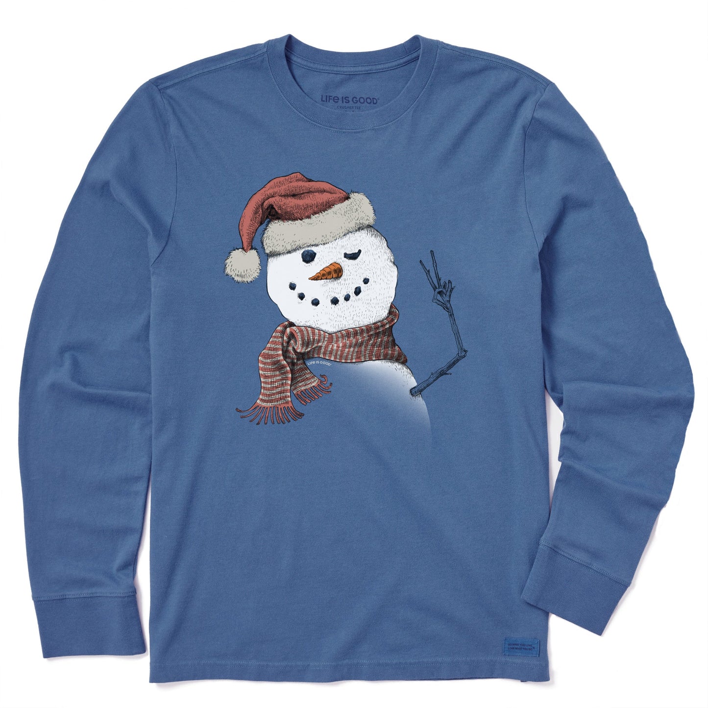Men's Santa Snowman Peace Long Sleeve Crusher Tee