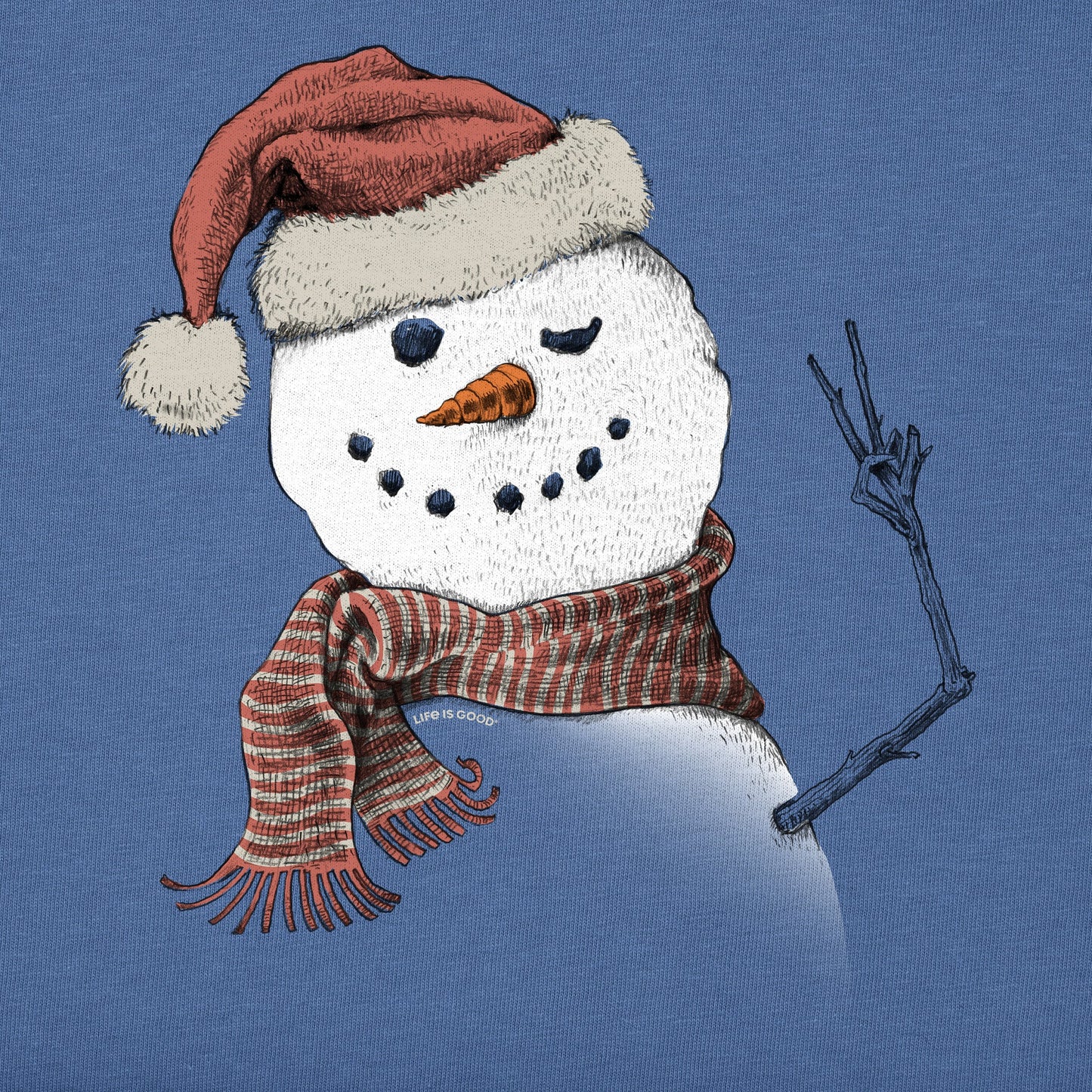 Men's Santa Snowman Peace Long Sleeve Crusher Tee