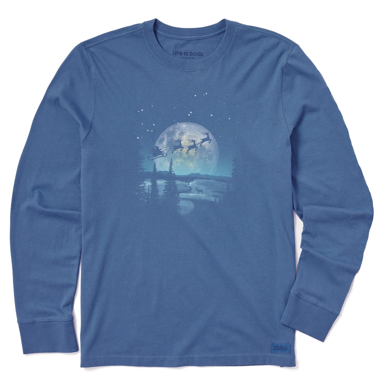 Men's Santa Moonlight Ride Long Sleeve Crusher Tee
