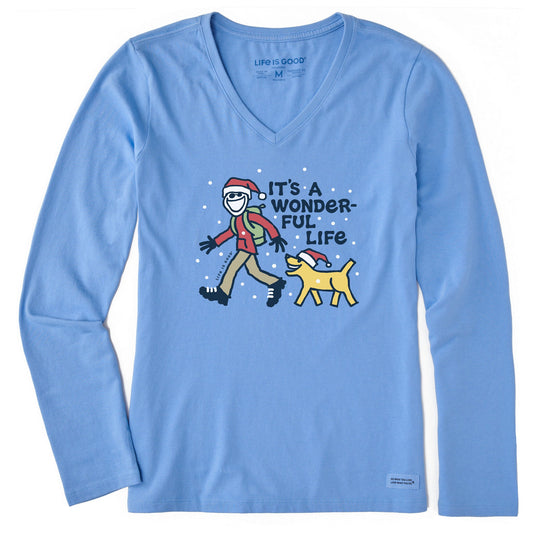 Women's Jake and Rocket Wonderful Life Long Sleeve Crusher Vee