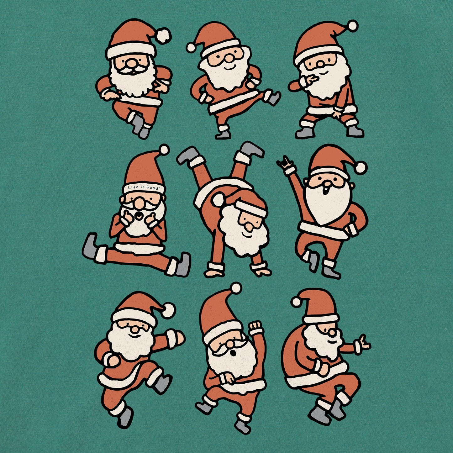 Kids Dancing Santas Grid Long Sleeve Crusher Tee