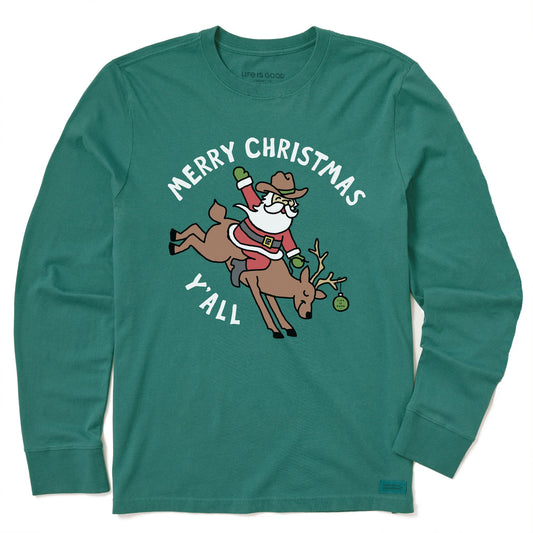 Kids Santa Bucking Reindeer Long Sleeve Crusher Tee