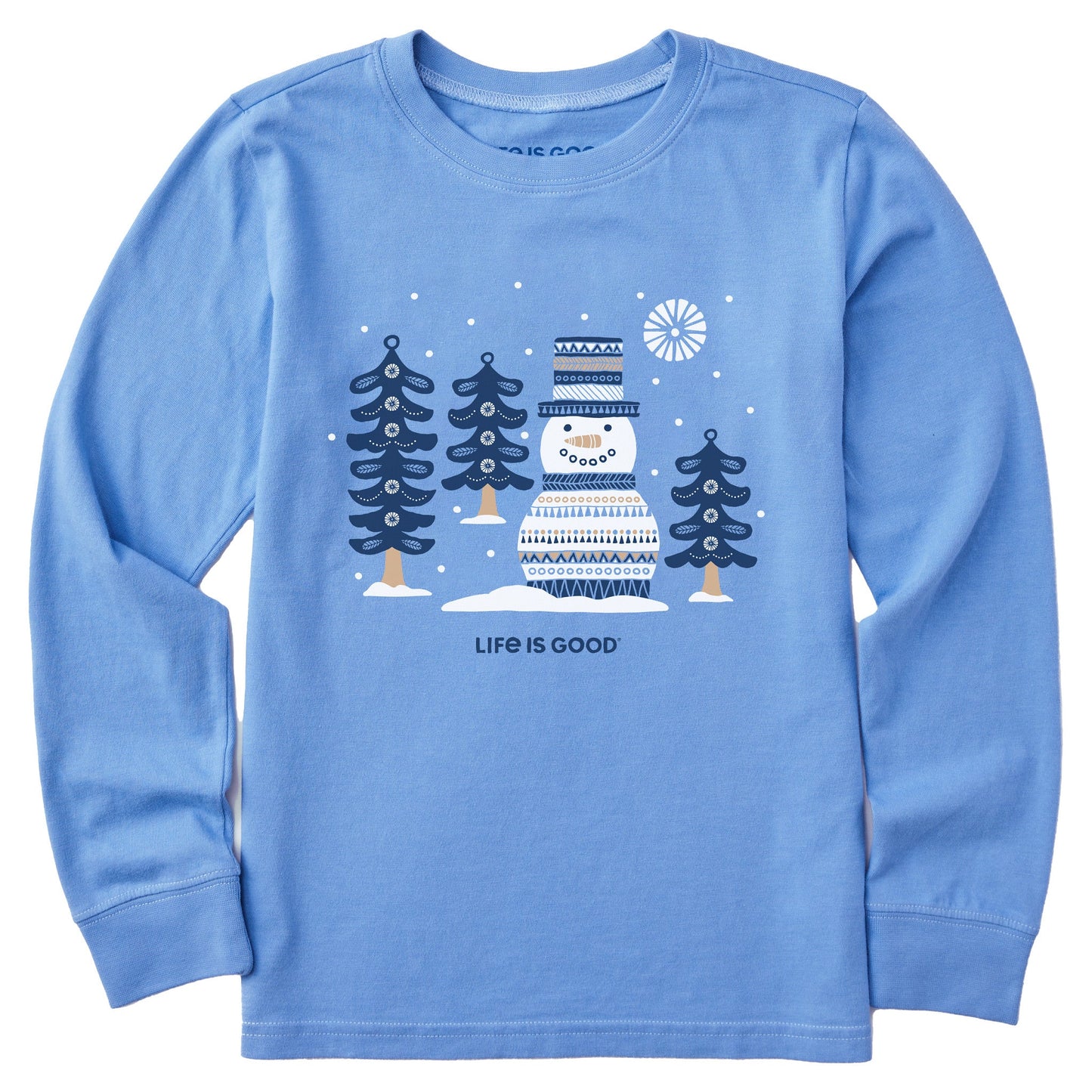 Kids Snowman and Trees Long Sleeve Crusher Tee