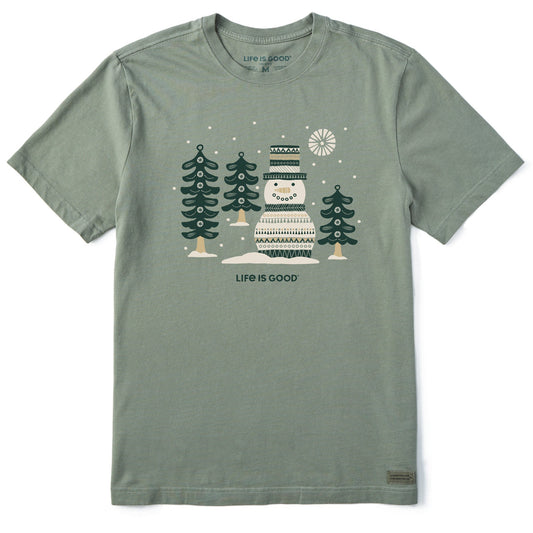 Men's Snowman and Trees Short Sleeve Crusher Tee