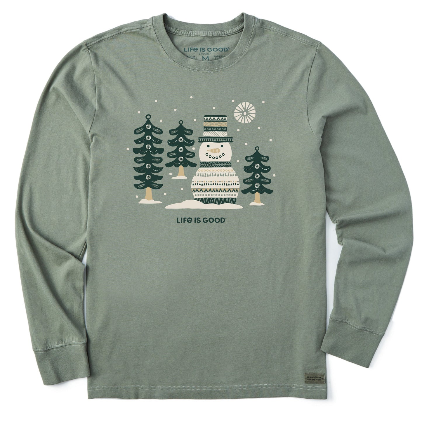 Men's Snowman and Trees Long Sleeve Crusher Tee