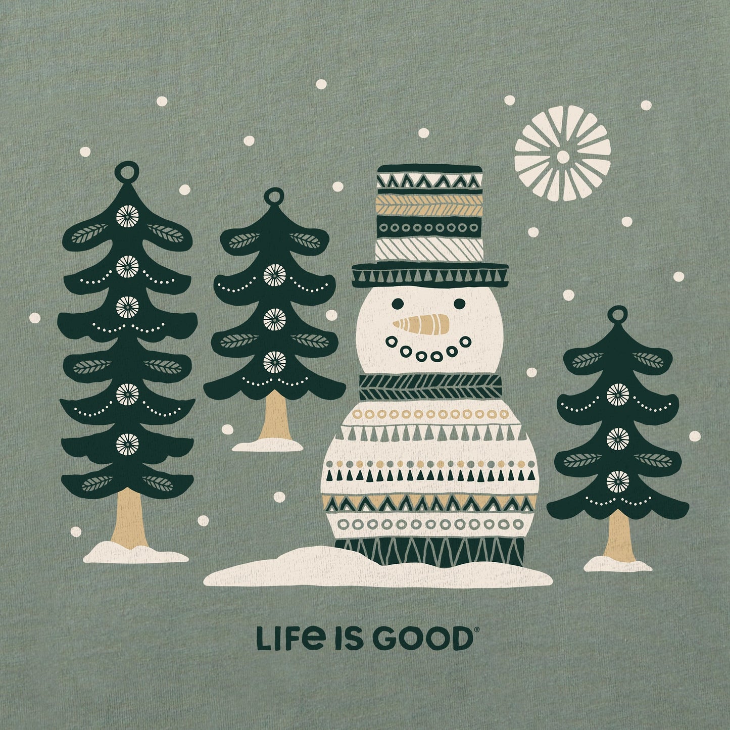 Men's Snowman and Trees Long Sleeve Crusher Tee