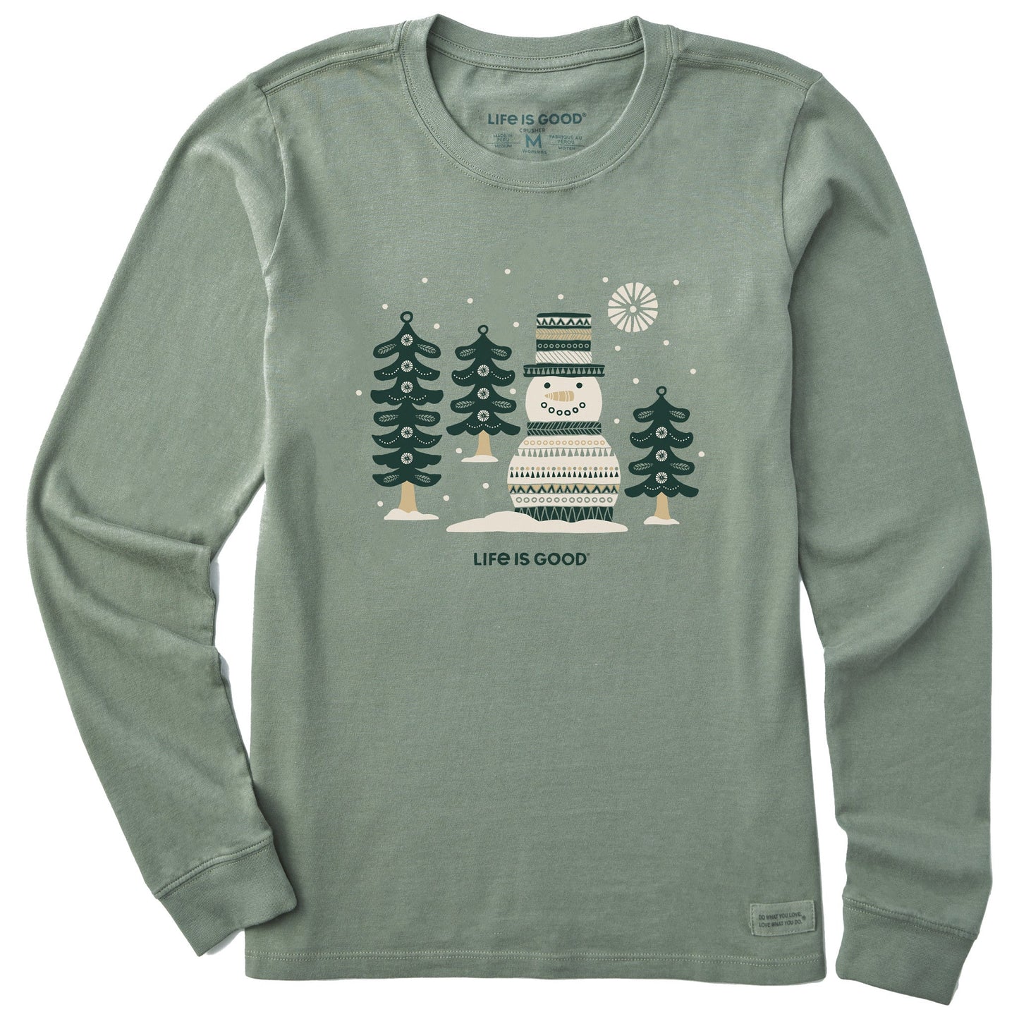 Women's Snowman and Trees Long Sleeve Crusher Tee