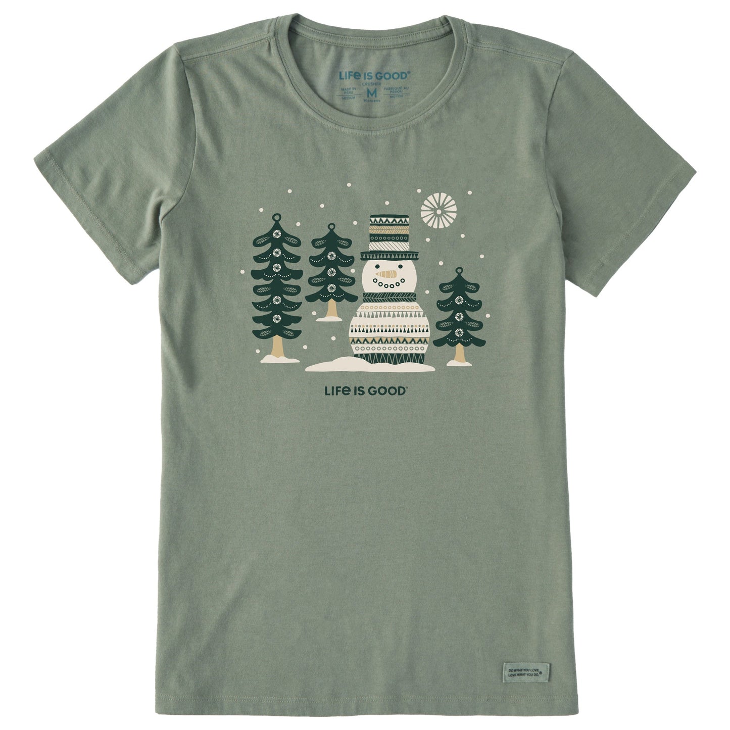 Women's Snowman and Trees Short Sleeve Crusher Tee
