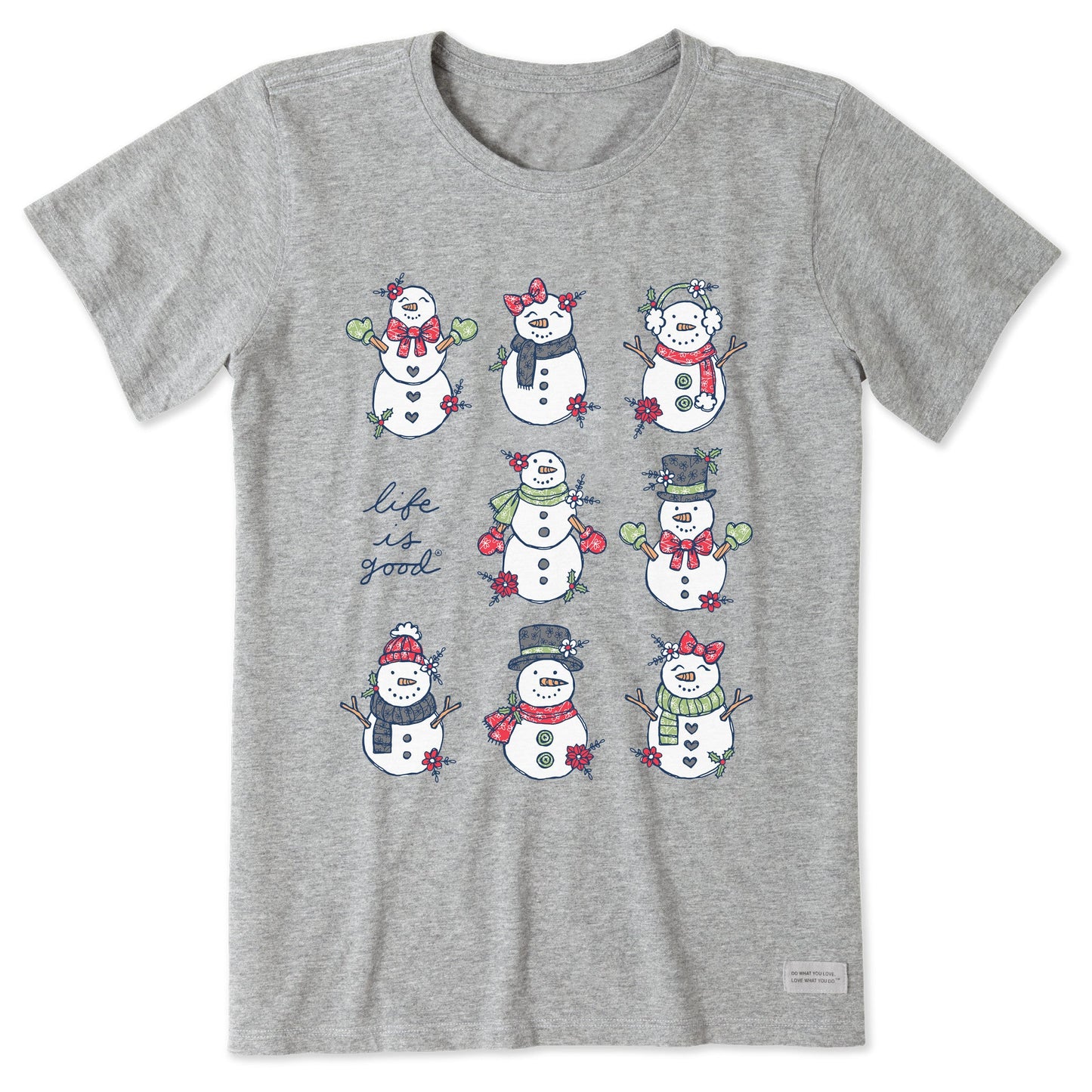 Women's Xmas Snowman Grid Short Sleeve Crusher Tee
