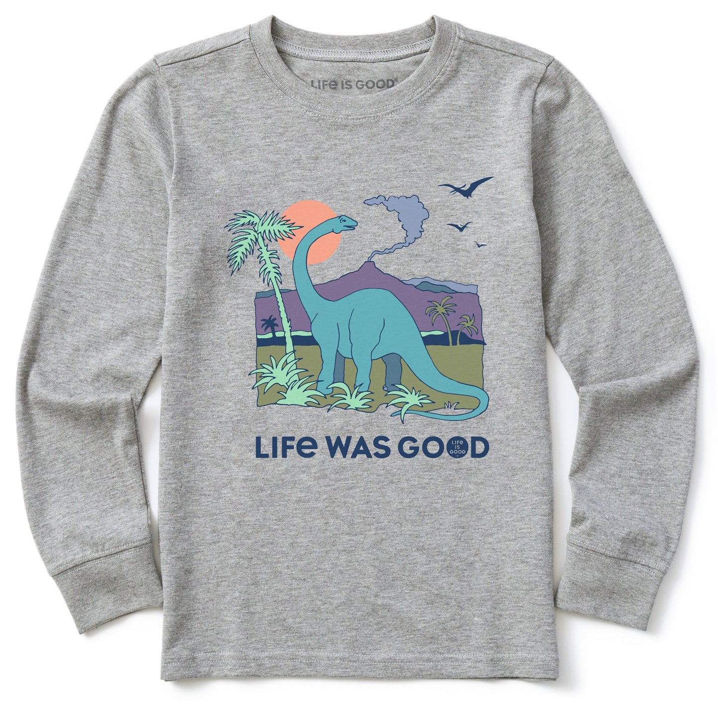 Kids Dinosaur Life was Good Long Sleeve Crusher Tee