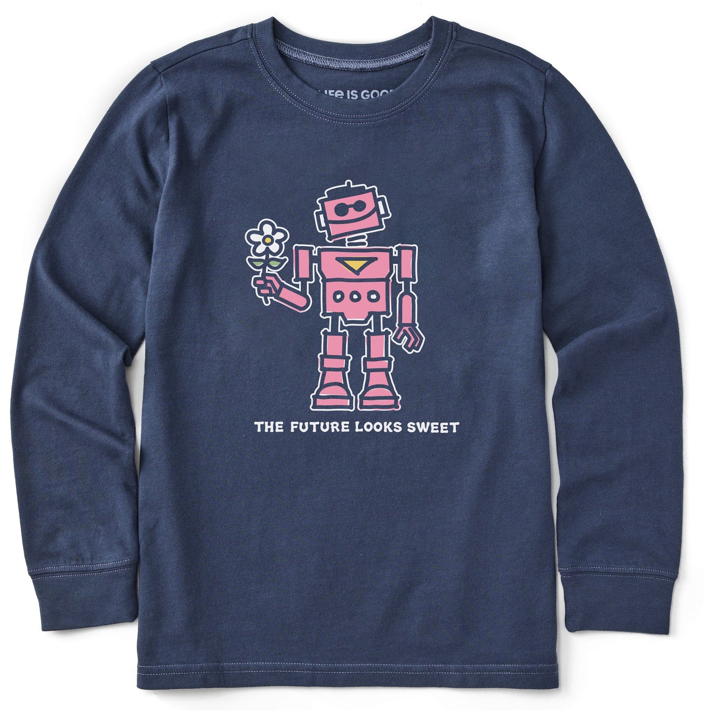 Kids Sweet Robot Long Sleeve Crusher Tee
