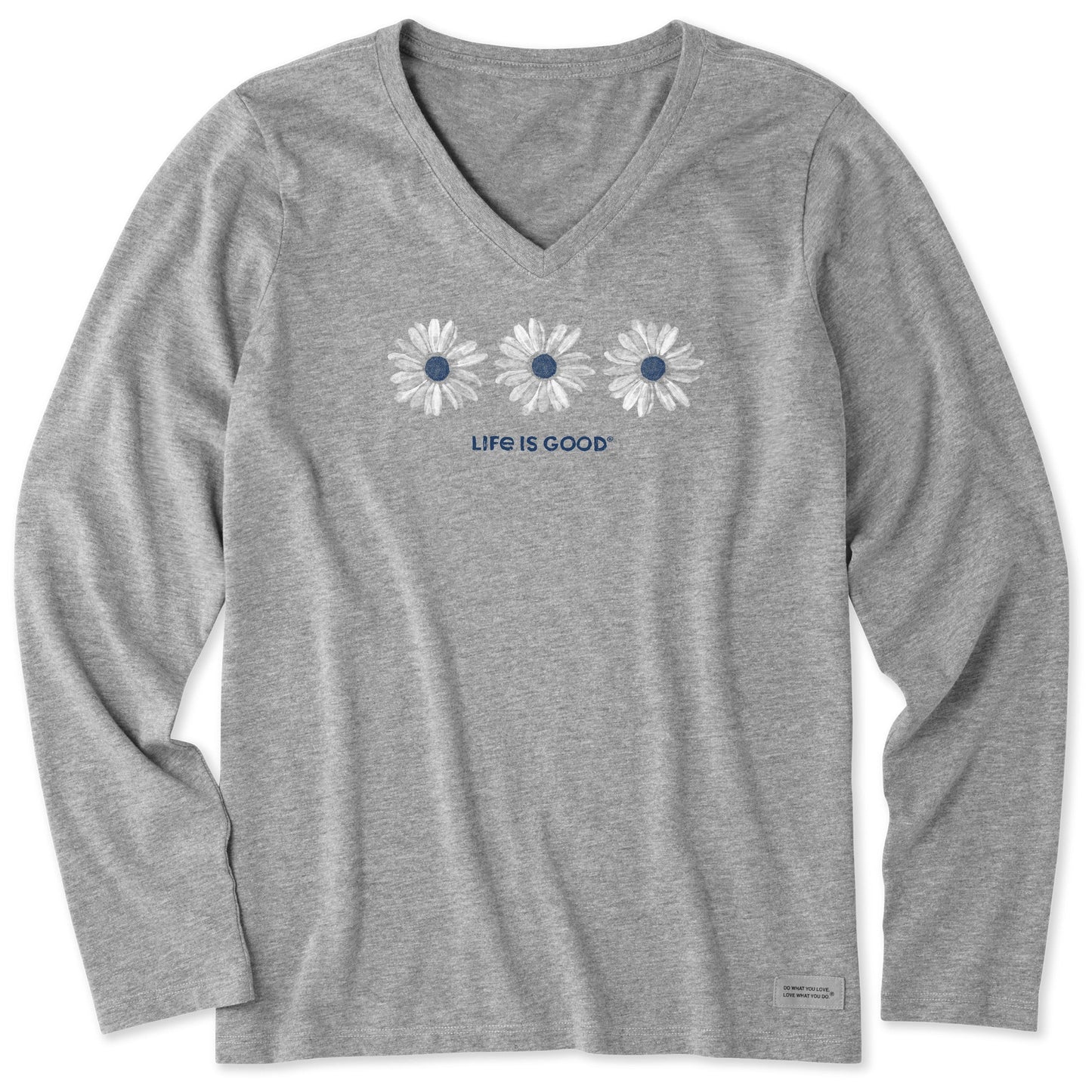 Women's Three Painted Daisies Long Sleeve Crusher Vee