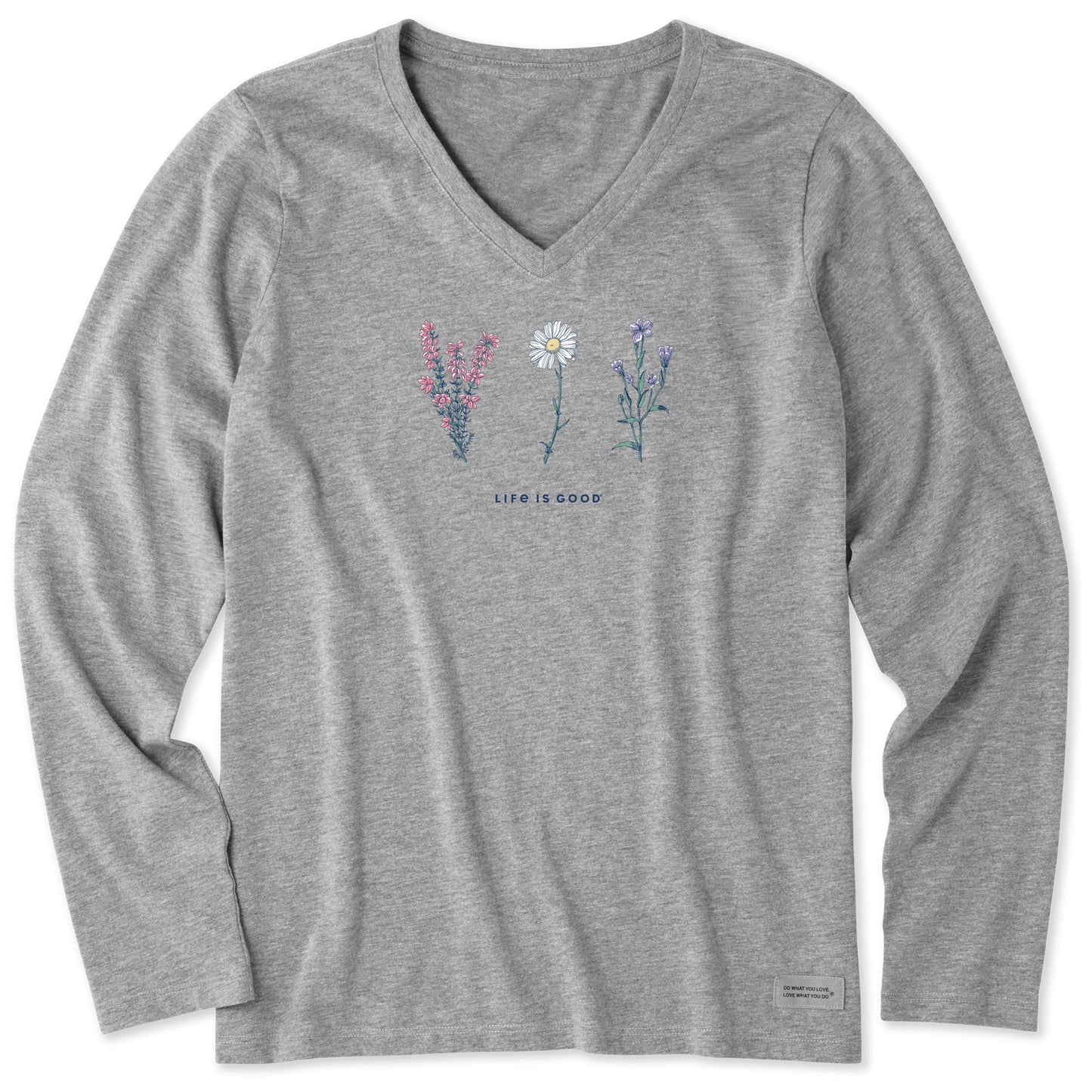 Women's Detailed Wildflowers Long Sleeve Crusher Vee