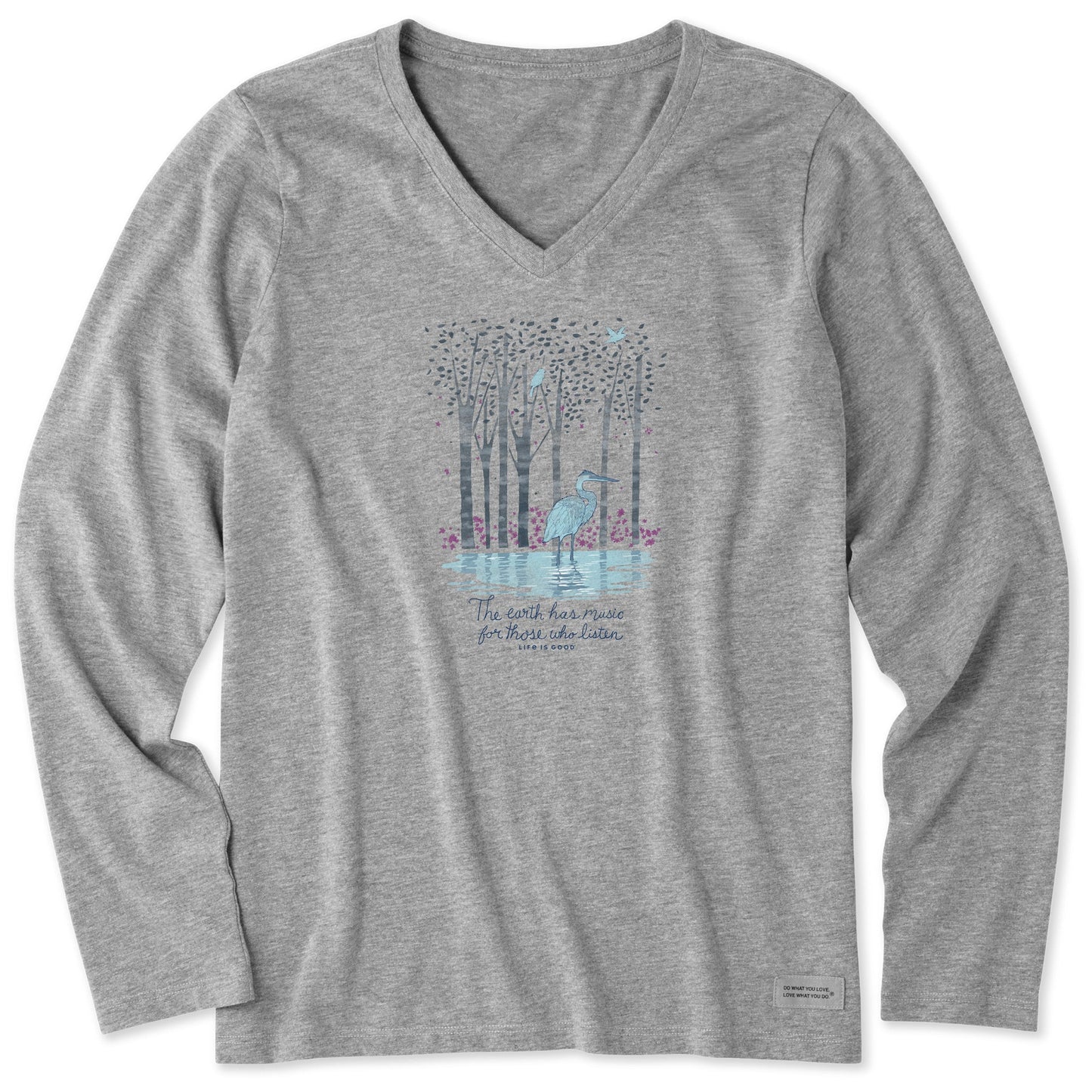 Women's Earth Has Music Heron Long Sleeve Crusher Vee