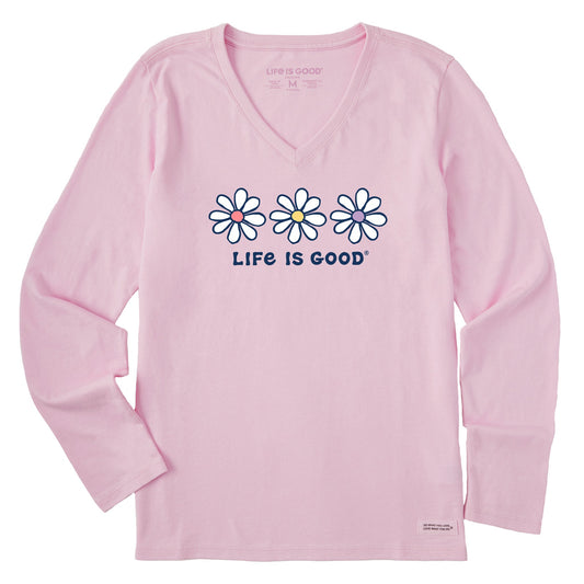 Women's 3 Daisies Long Sleeve Crusher Vee