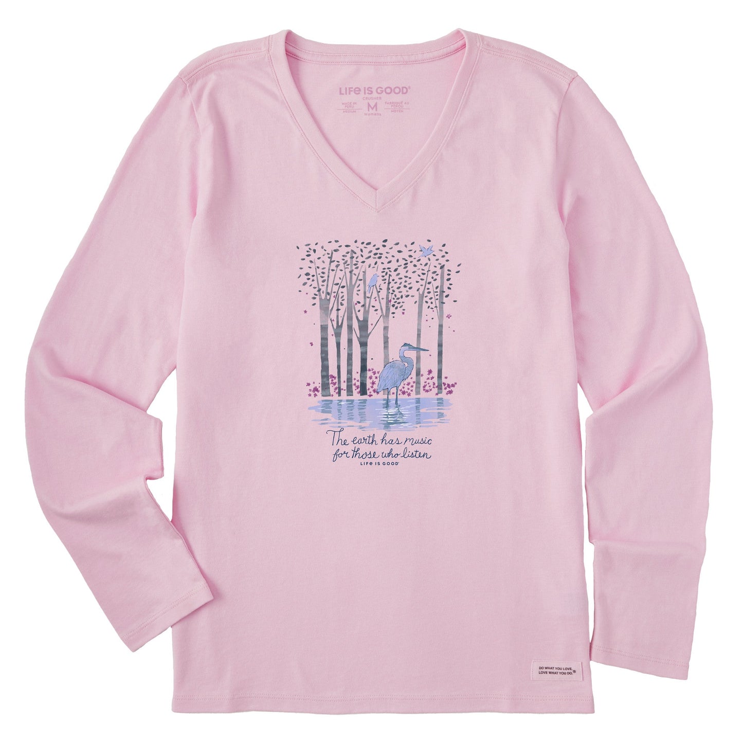Women's Earth Has Music Heron Long Sleeve Crusher Vee