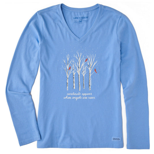 Women's Cardinals Appear Birch Trees Long Sleeve Crusher Vee