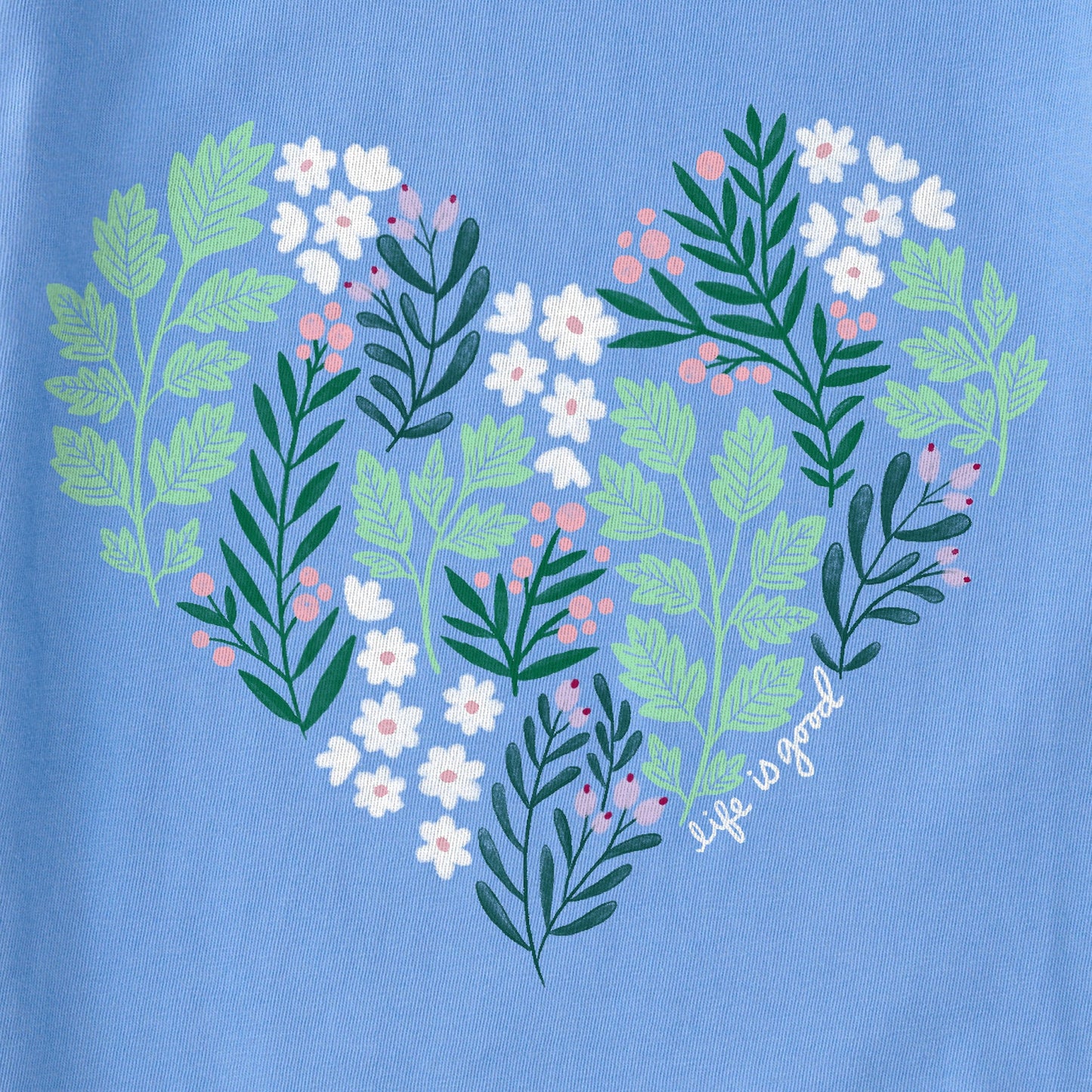 Women's Winter Flowers Heart Long Sleeve Crusher Vee