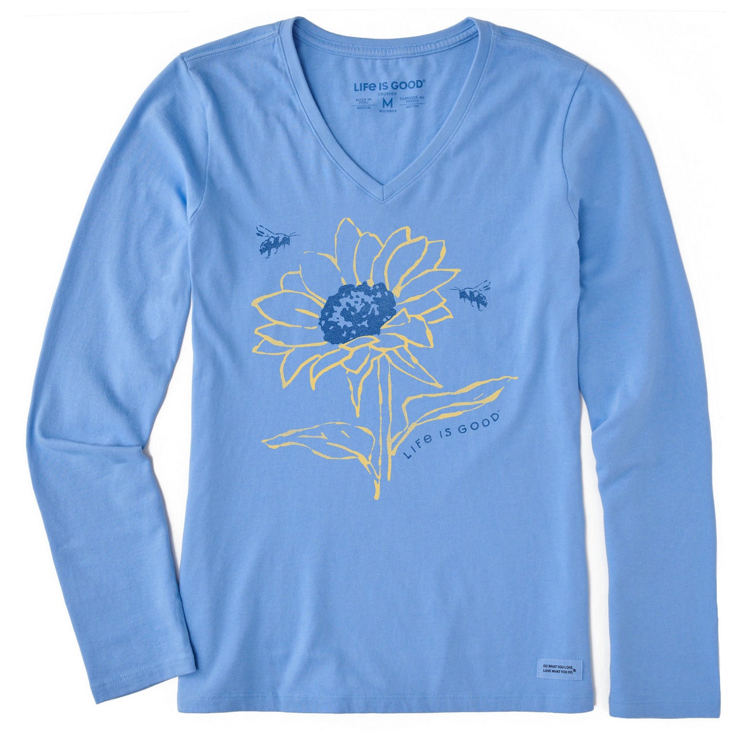 Women's Sunflower Bees Long Sleeve Crusher Vee