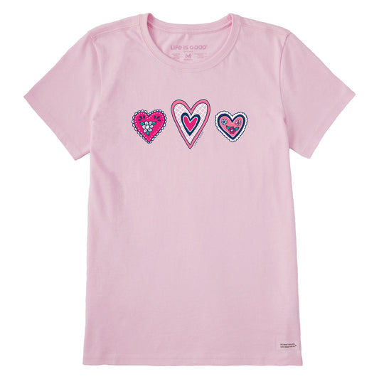 Women's Multi Folk Hearts Short Sleeve Tee