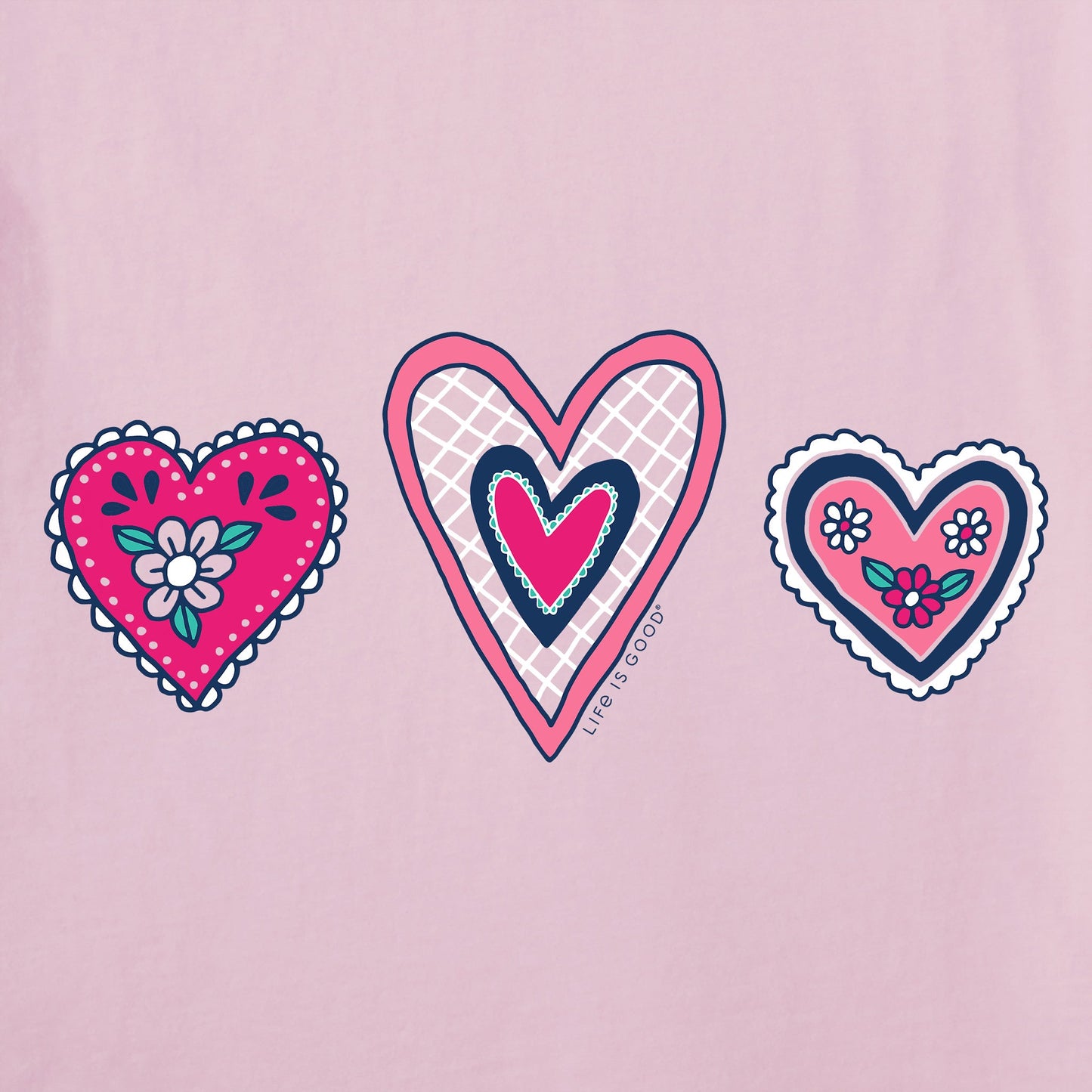 Women's Multi Folk Hearts Short Sleeve Tee