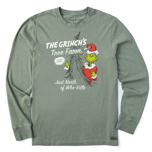Men's Grinch's Tree Farm Long Sleeve Crusher Tee