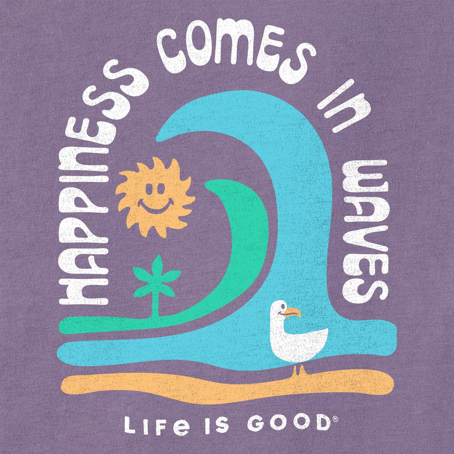 Women's Happiness Comes in Waves Short Sleeve Crusher Boxy Tee