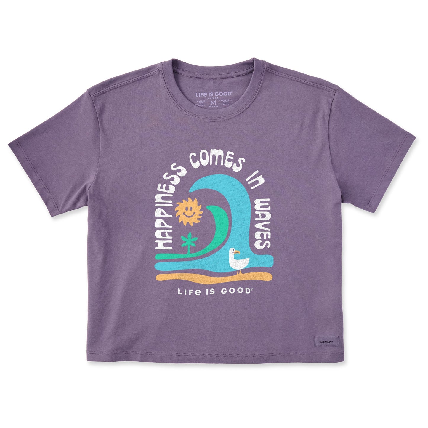 Women's Happiness Comes in Waves Short Sleeve Crusher Boxy Tee