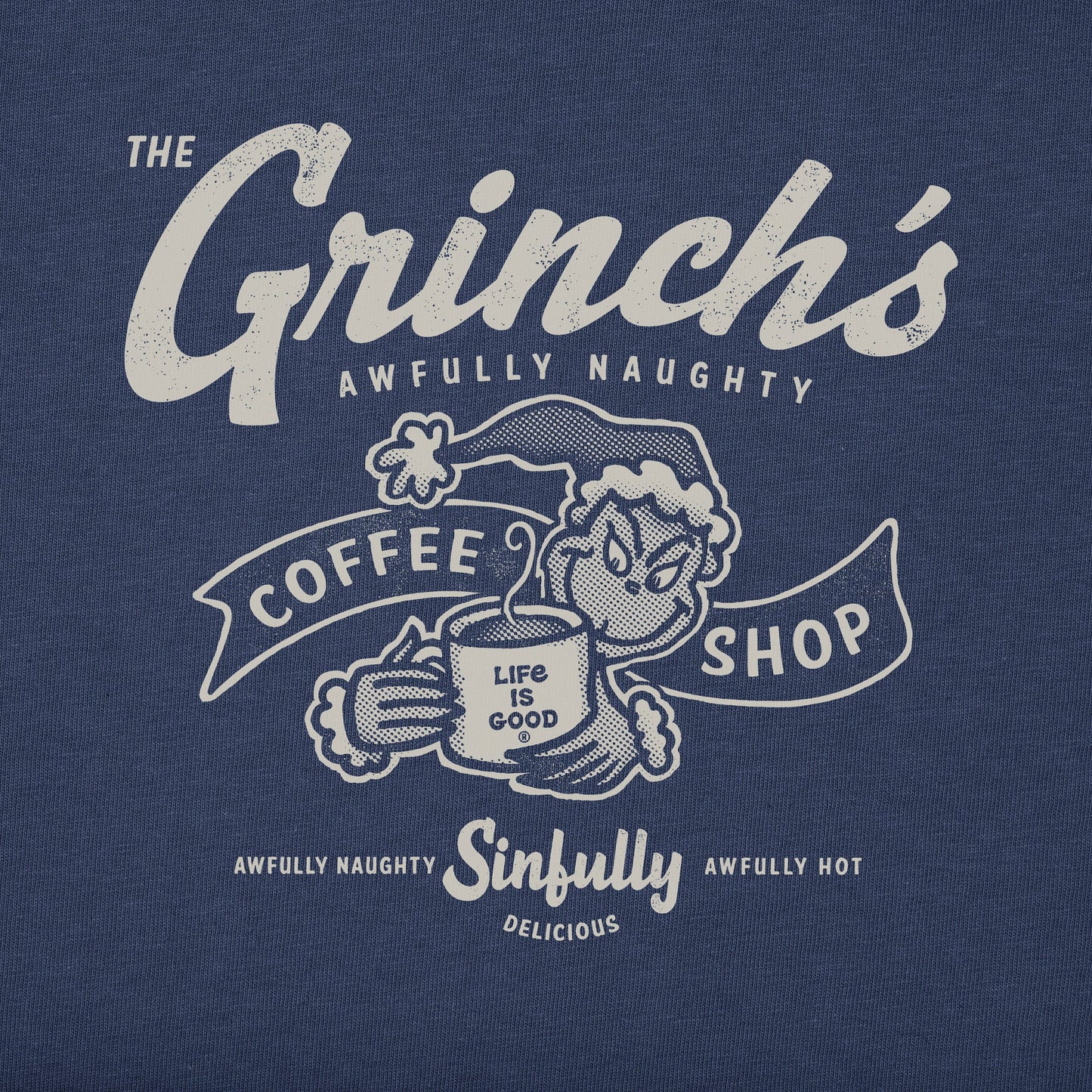Men's Grinch Coffee Shop Long Sleeve Crusher Tee