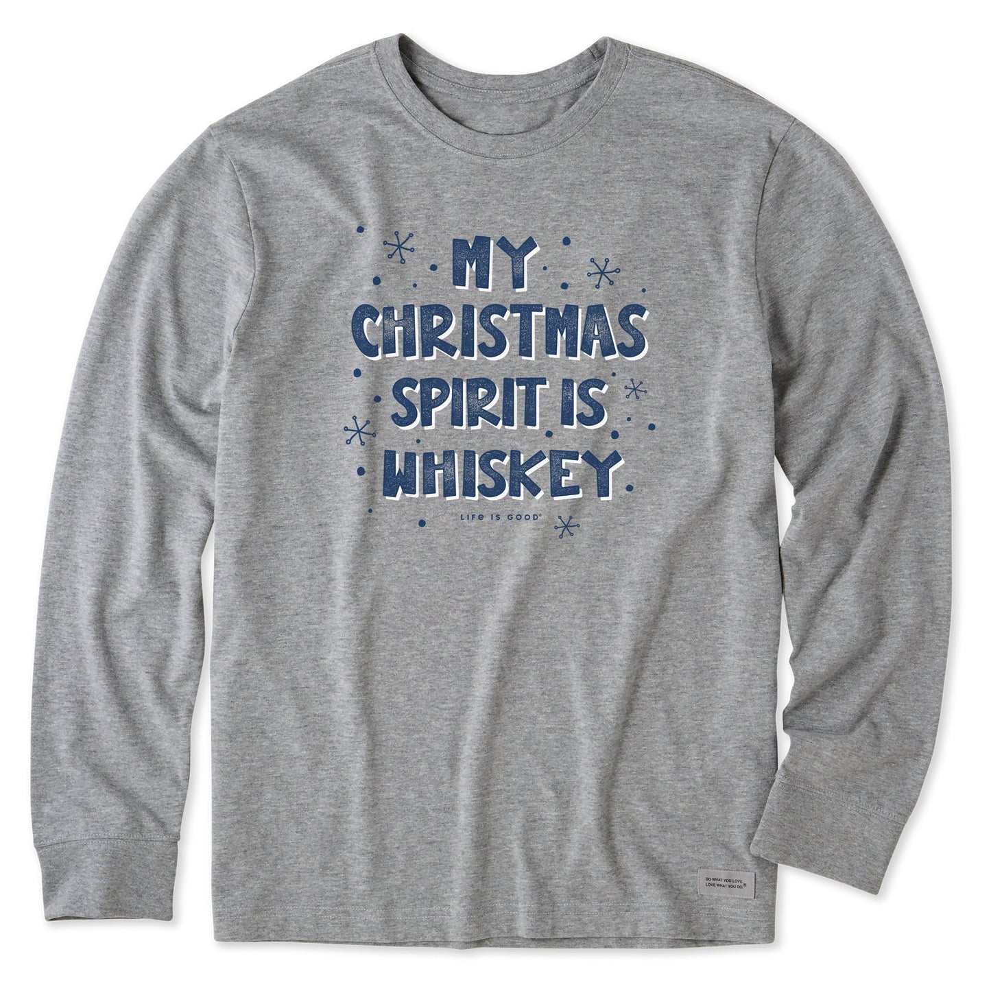 Men's My Christmas Spirit is Whiskey Long Sleeve Crusher Tee