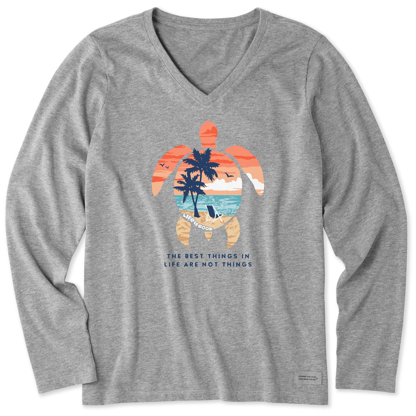 Women's Best Things Sea Turtle Beach Long Sleeve Crusher Vee