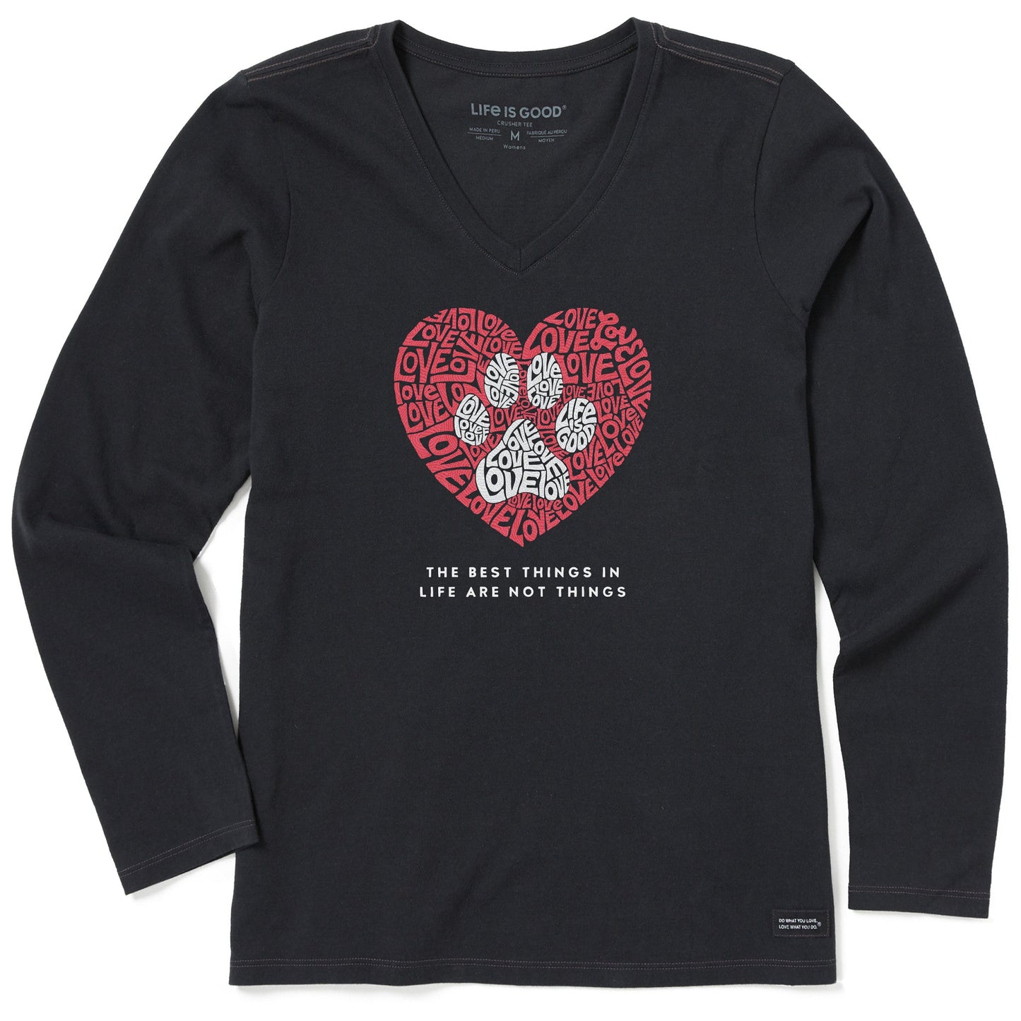 Women's Best Things Paw Heart Long Sleeve Crusher Vee