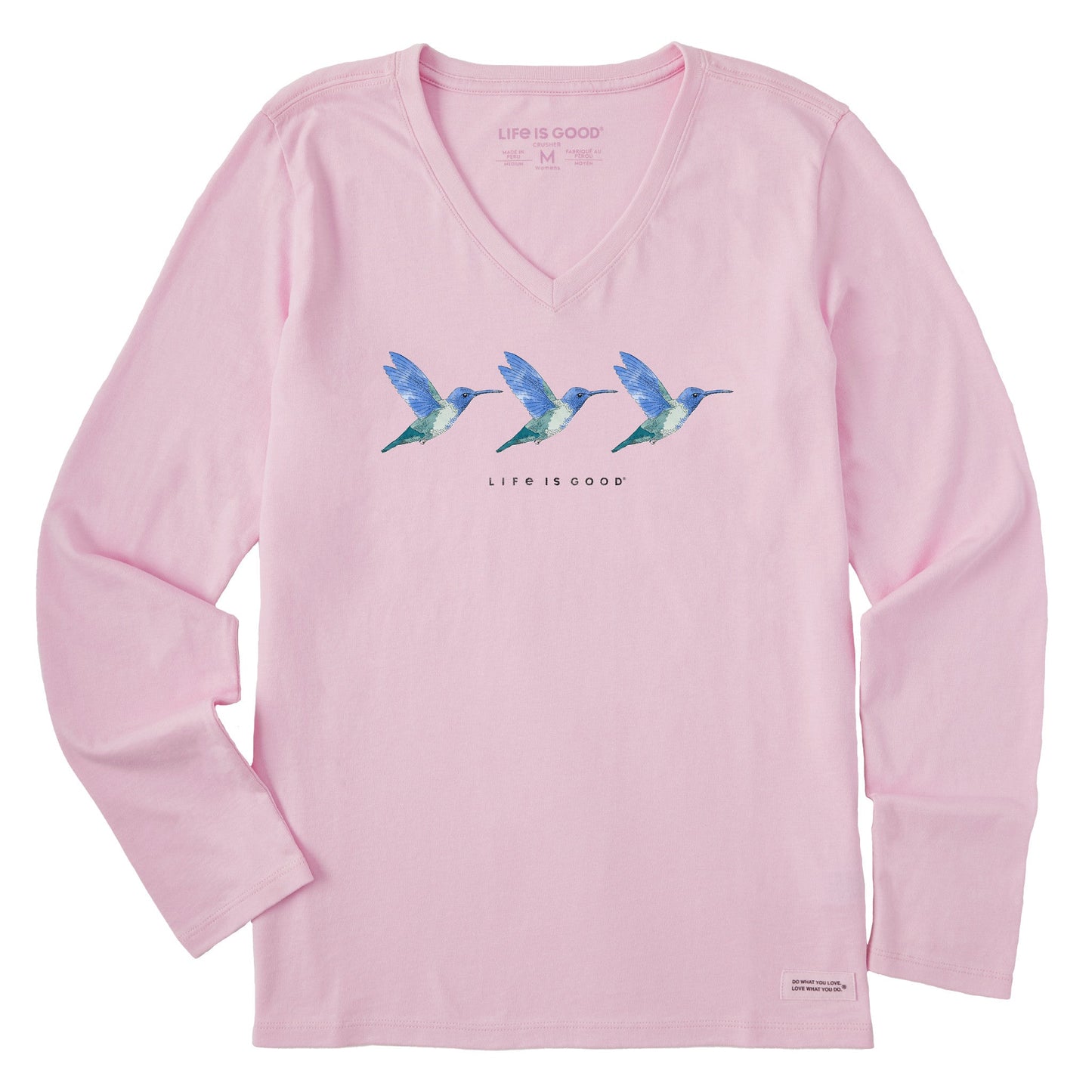 Women's Three Hummingbirds Long Sleeve Crusher Vee