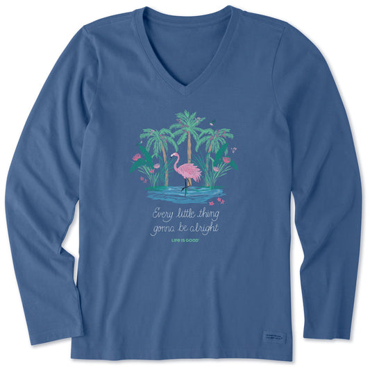Women's Every Little Thing Flamingo Long Sleeve Crusher Vee
