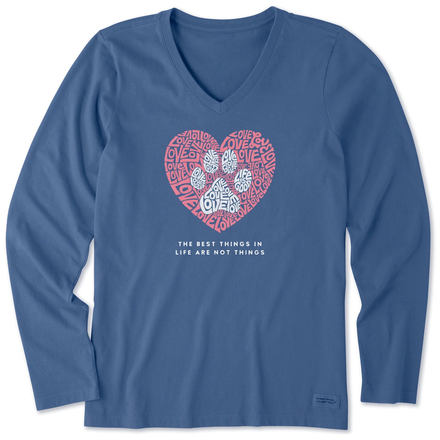 Women's Best Things Paw Heart Long Sleeve Crusher Vee